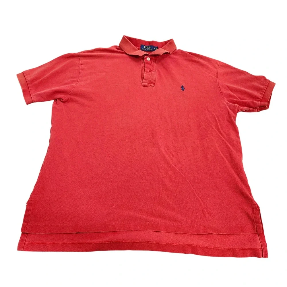 Polo Ralph Lauren Mens XL Red Short Sleeve Cotton Pique Pony Logo Polo Shirt